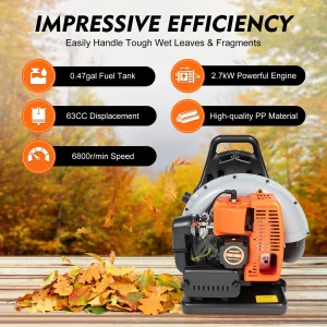 65CC 2-Stroke Petrol Backpack Leaf Air-cooled Blower