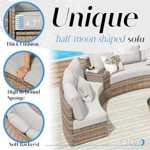 11 Piece Half-Moon Sectional Patio Set